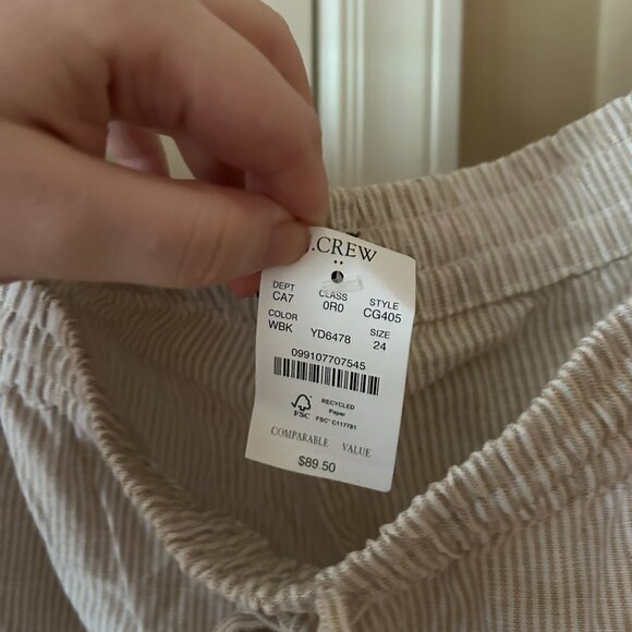NWT J. Crew Drawstring White British Khaki Striped Linen Pants 24 - Picture 12 of 15